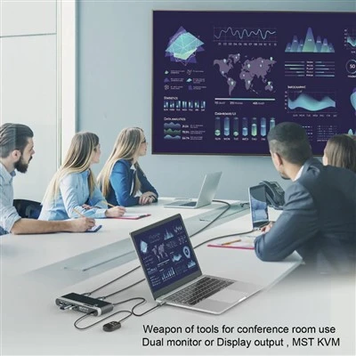 Konferencerums videohub med DUO DP DisplayPort-udgangsdeling 4xUSB2.0 HUB